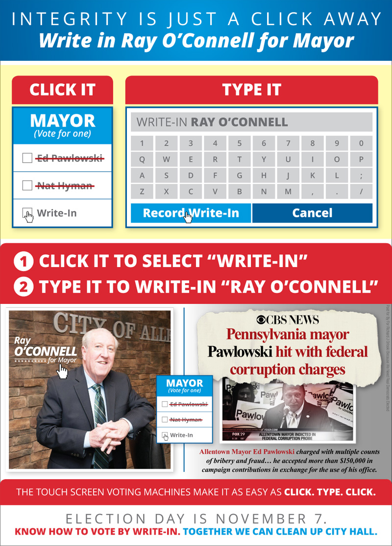 Write in Ray O'Connell for Mayor
